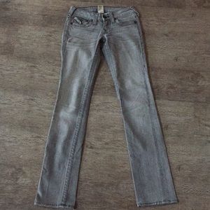 Gray True Religion Billy Straight Leg Jeans